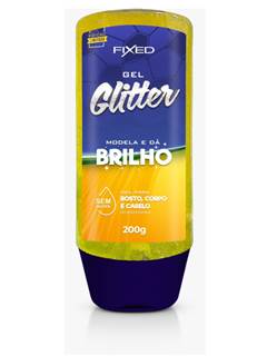 GEL CAB/CORPO GLITER FIXED AMARELO 200G